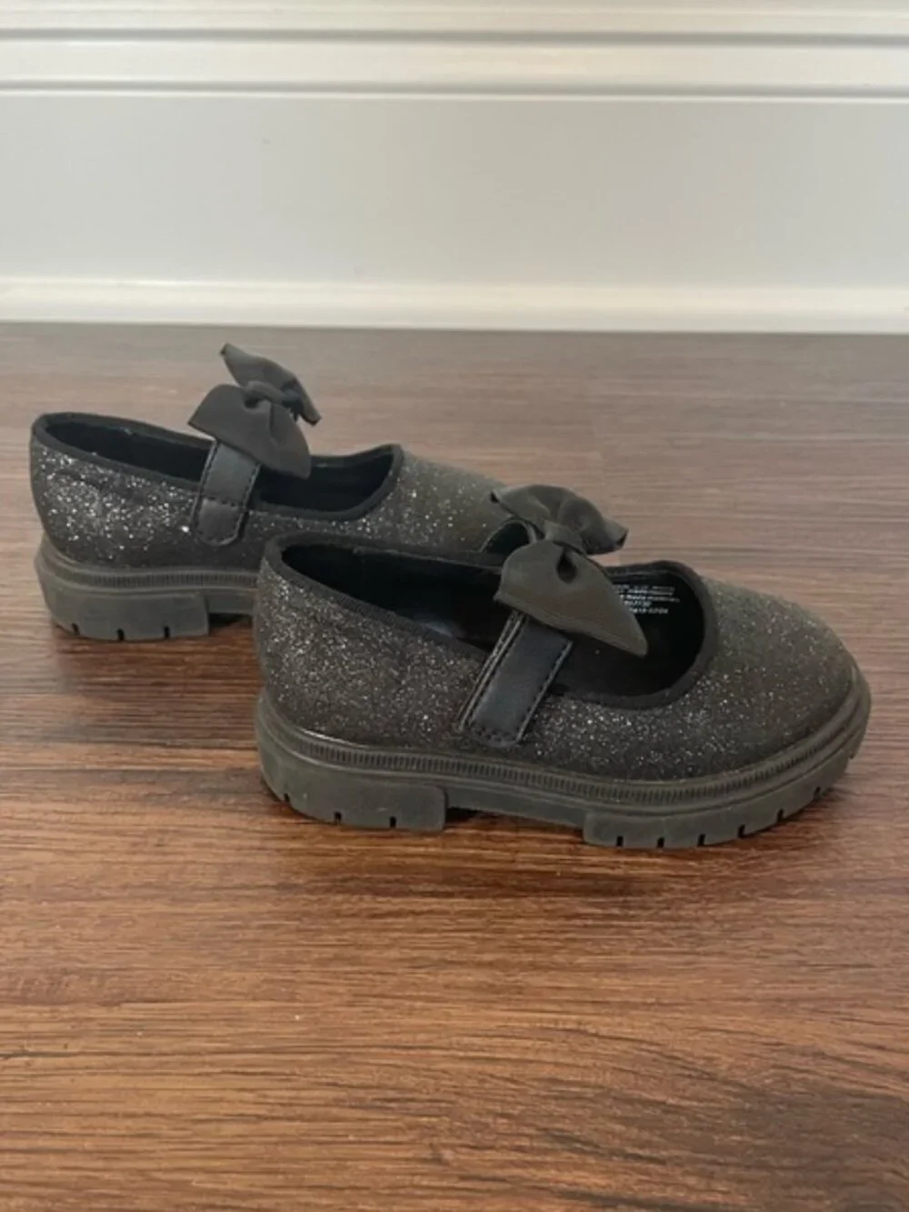 Kids Cat & Jack Sparkle Mary Jane Shoes with Bow - Black 6 Toddler